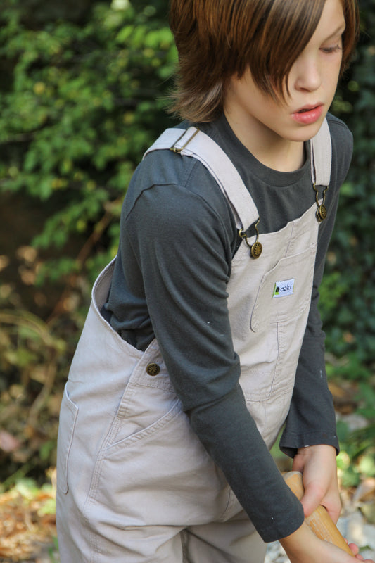 Kids' Duck Washed Cotton Overall Bibs, (Shiitake White)