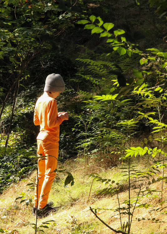 Kids' Merino Wool Base Layer, Sunset Orange