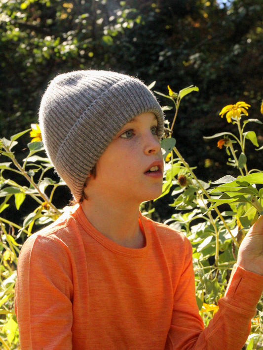Kids' Merino Wool Base Layer, Sunset Orange