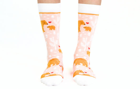 Kids' Cotton Crew Socks, Bear Cub