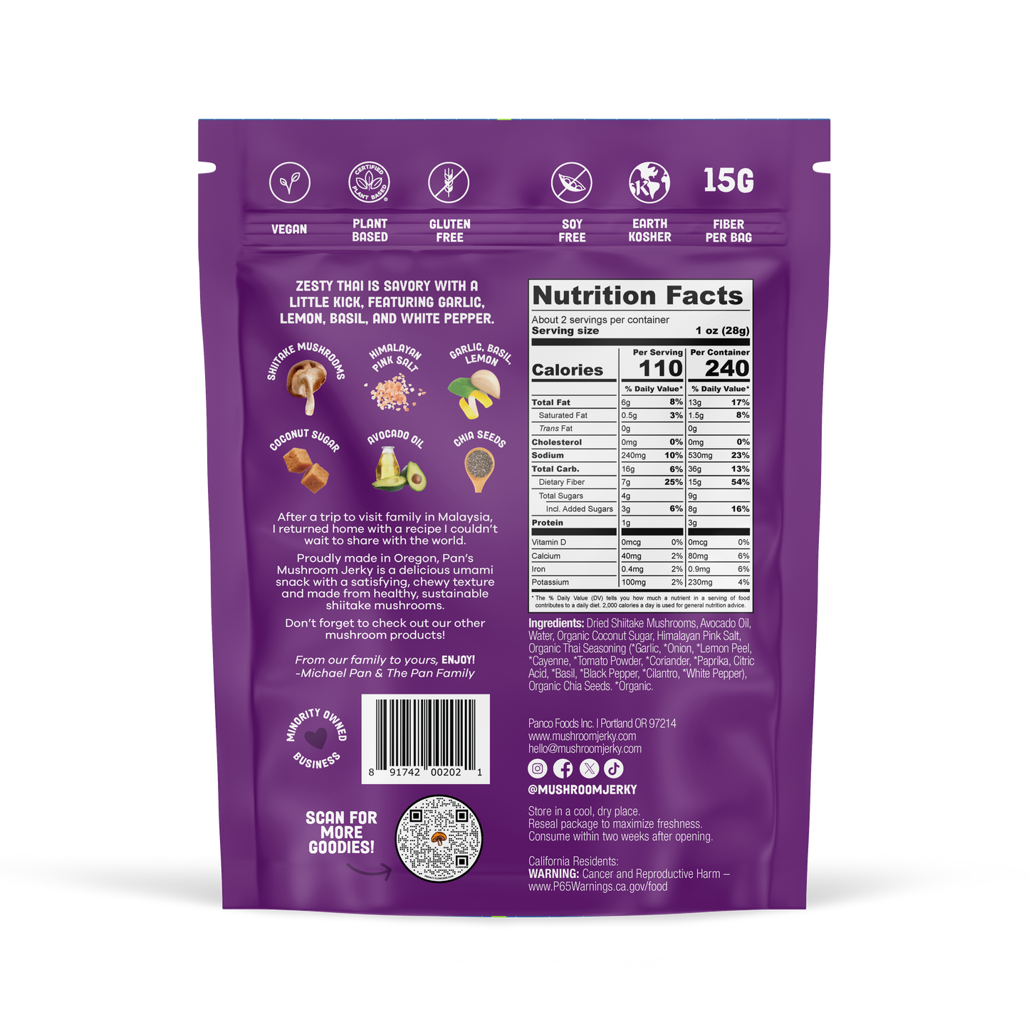 Zesty Thai Mushroom Jerky