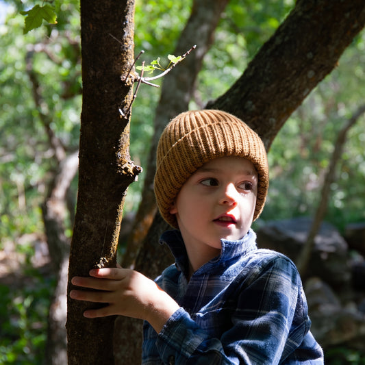 Knitted Merino Wool Beanie, Driftwood Brown