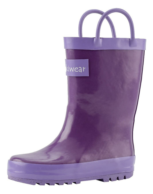 Purple Orchid Loop Handle Rubber Rain Boots (FINAL SALE)