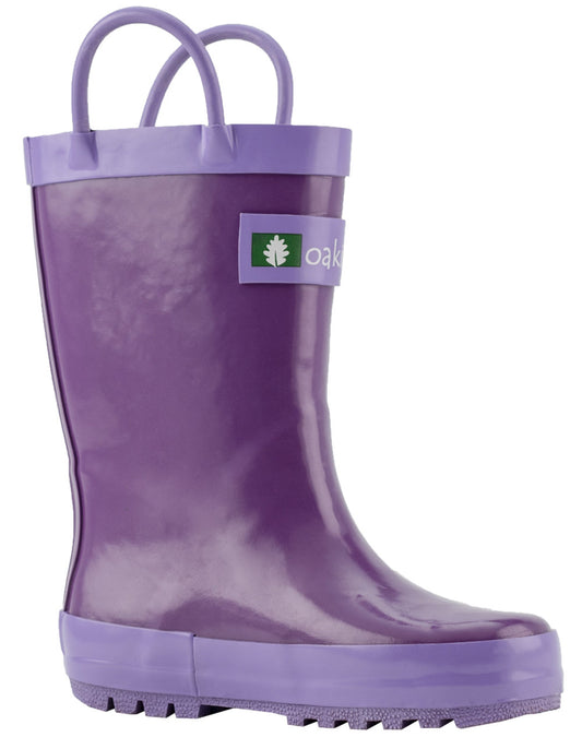 Purple Orchid Loop Handle Rubber Rain Boots (FINAL SALE)