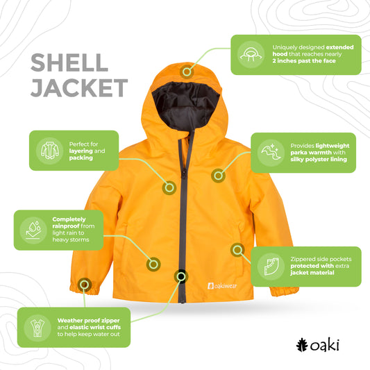 Children's Waterproof Shell Jacket, Lava Orange