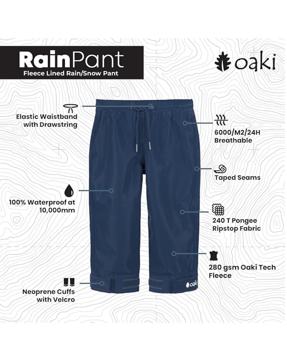 Children's Fleece-lined Rain/Snow Pants, Blue