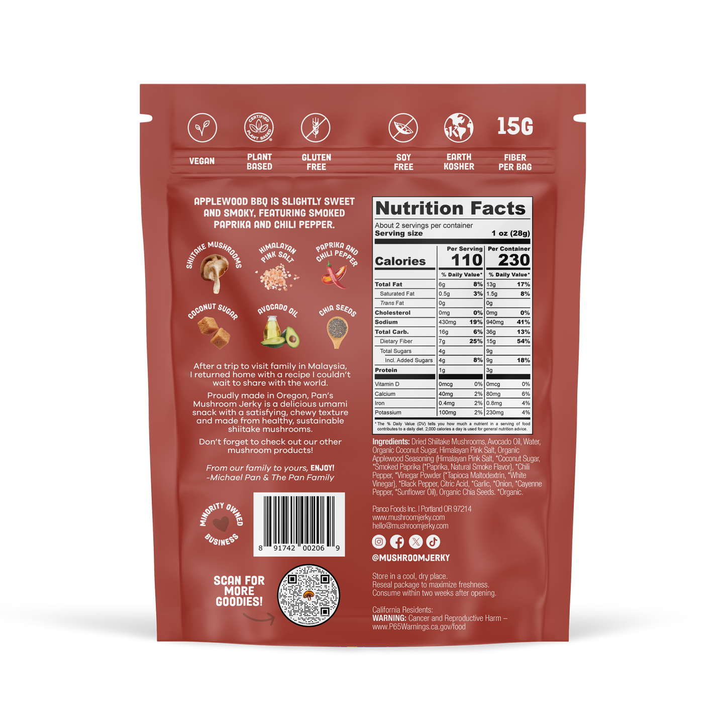 Applewood BBQ Mushroom Jerky
