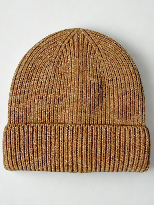 Knitted Merino Wool Beanie, Driftwood Brown