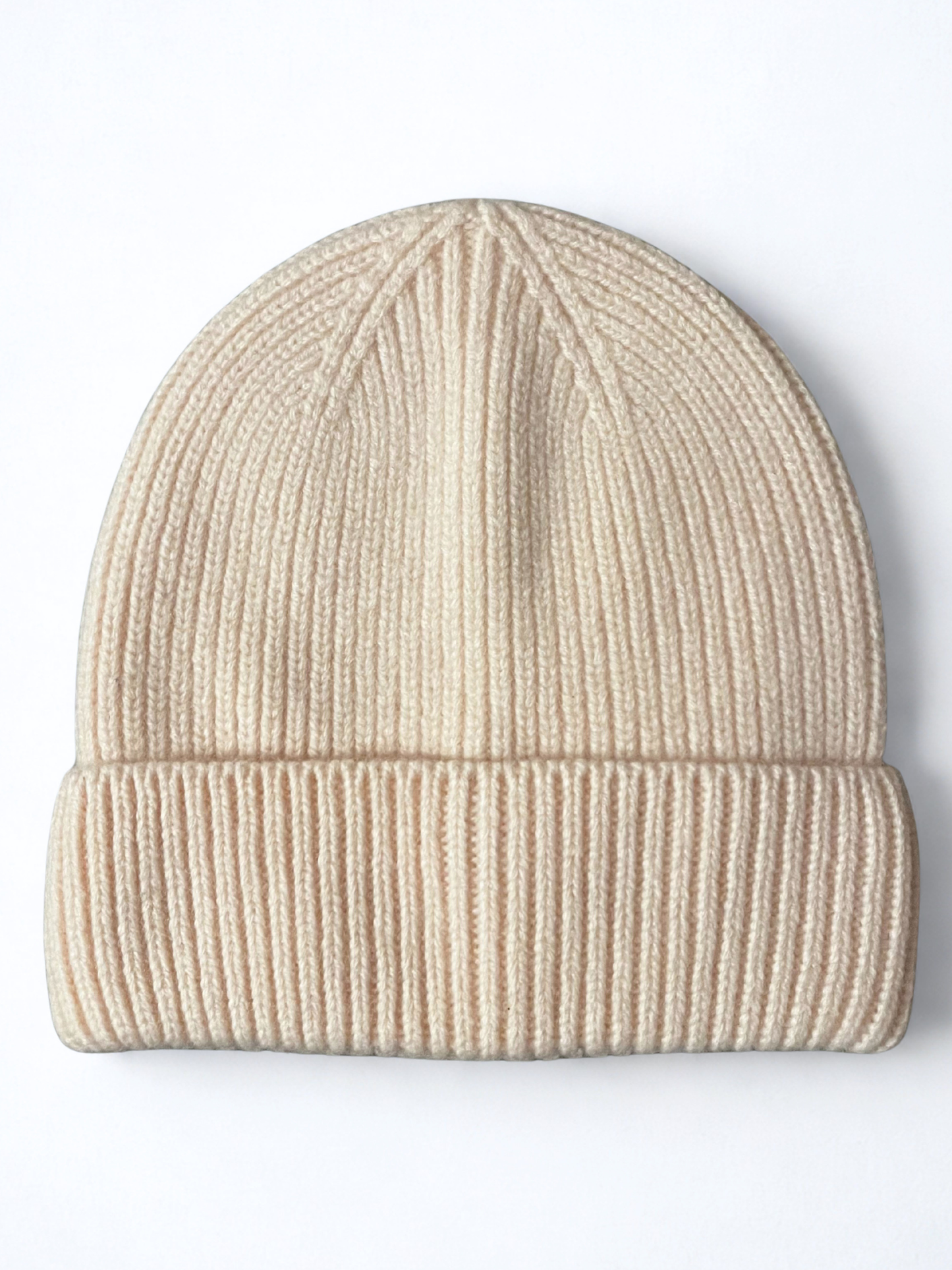 Knitted Merino Wool Beanie, Seashell White
