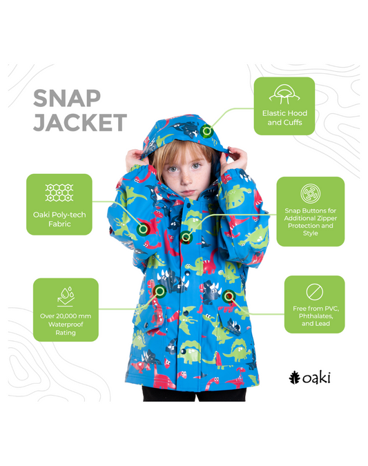 Lined Rain Jacket, Blue Dinosaurs (runs large, recommend sizing down)