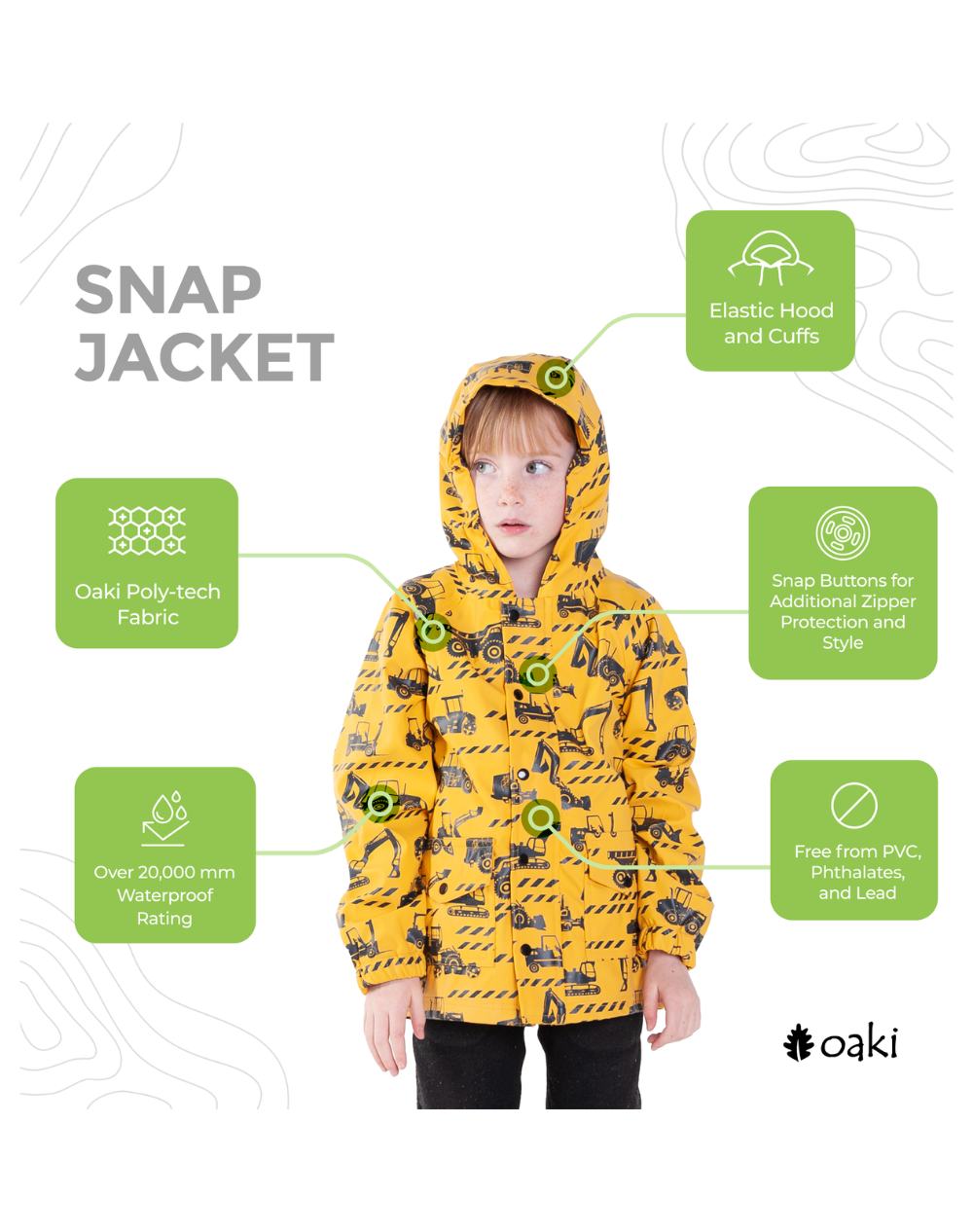 Lined Rain Jacket, Construction Vehicles (runs large, recommend sizing down)