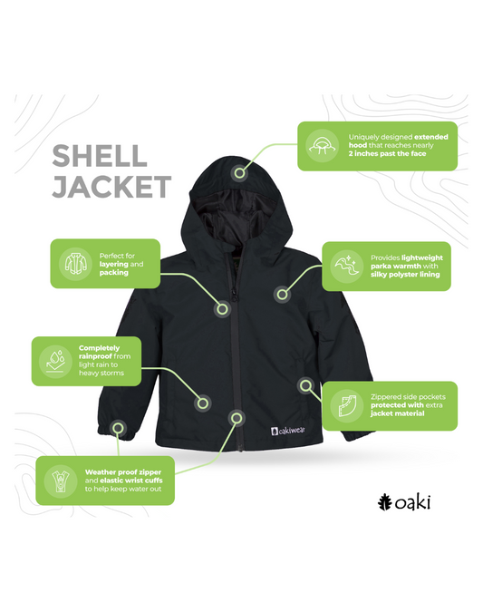 Children's Waterproof Shell Jacket, Black