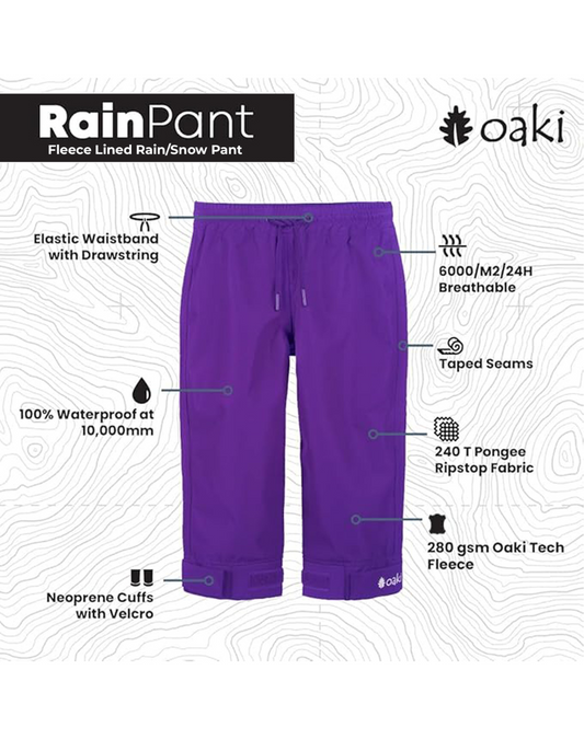 Adult Fleece-lined Rain/Snow Pants, Purple