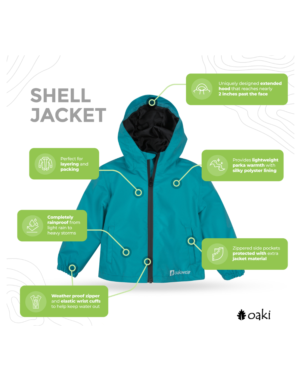 Children's Waterproof Shell Jacket, Glacier Blue