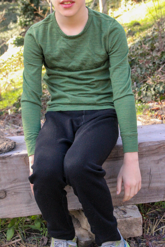 Oaki Kids' Merino Wool Leggings (Black) – Ultra Soft, 320gsm, Built for Adventure