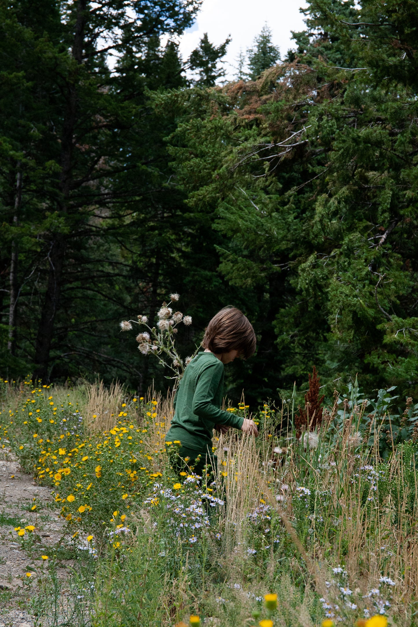 Kids' Merino Wool Base Layer, Moss Green