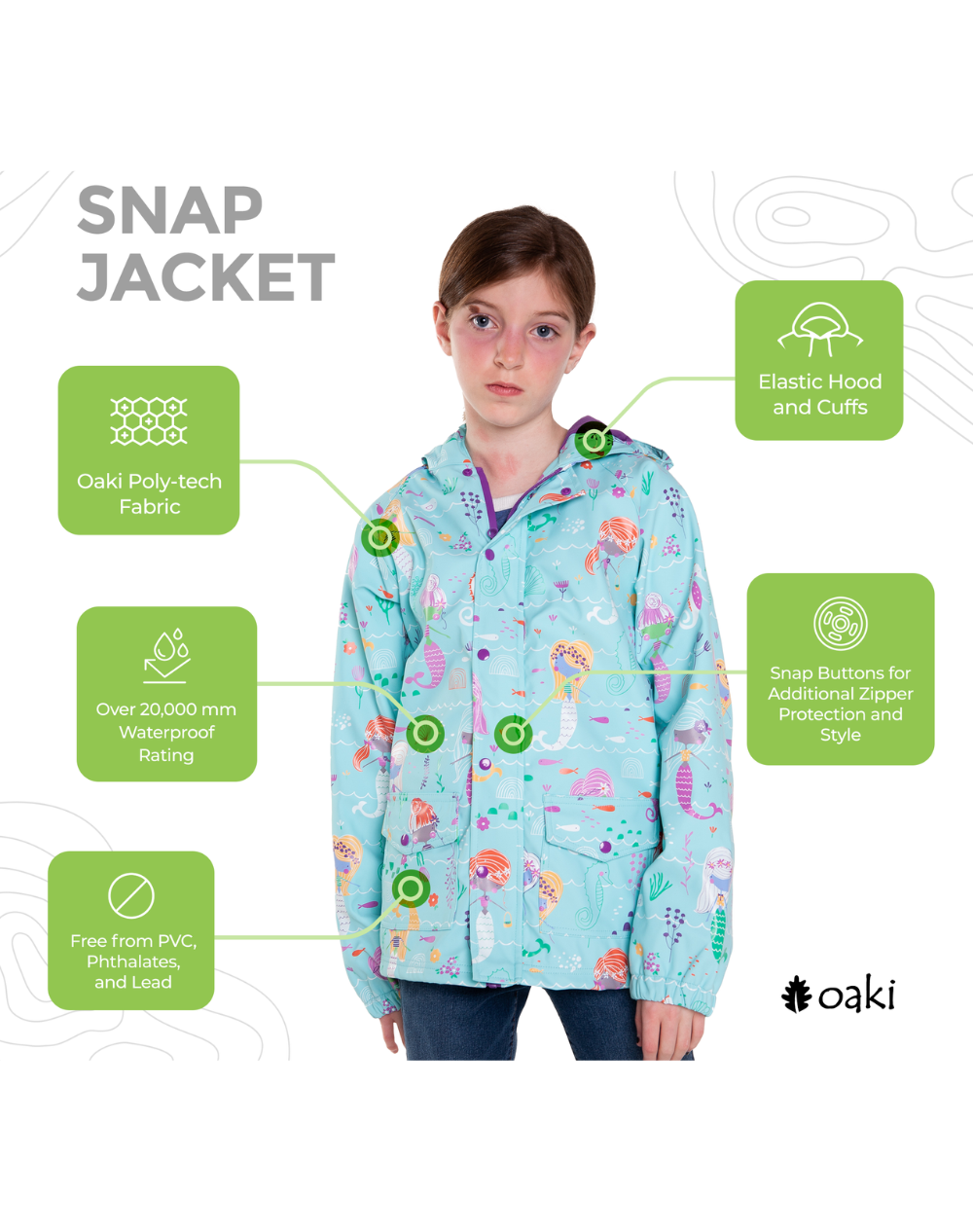 Lined Rain Jacket, Mermaid (runs large, recommend sizing down)