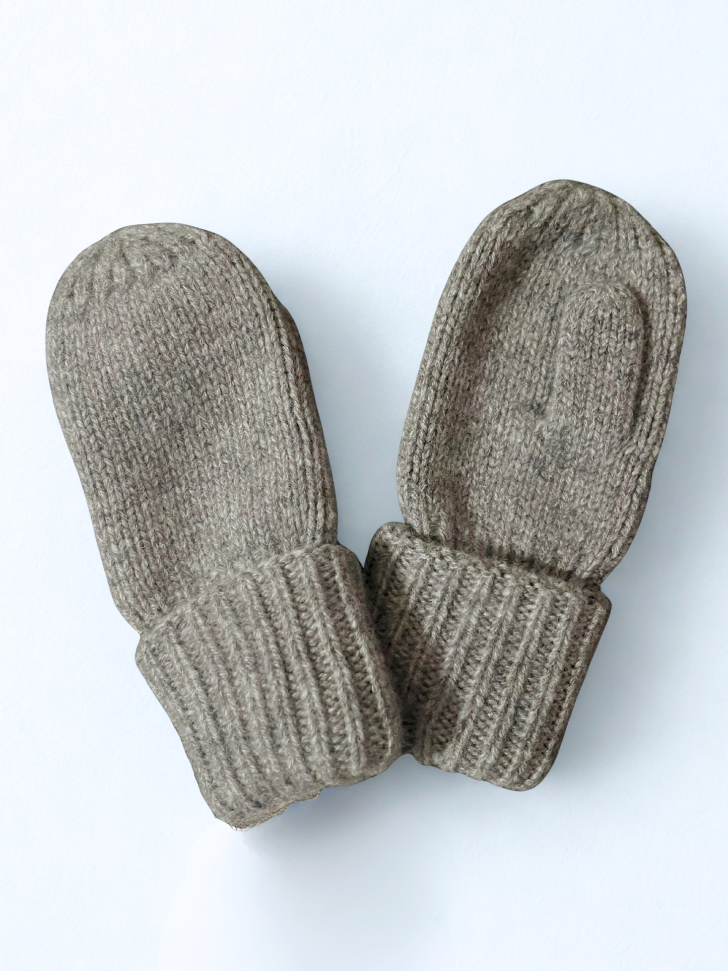 Knitted Merino Wool Mittens, Pebble Grey
