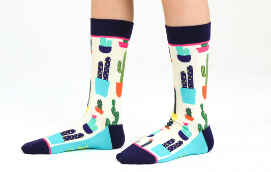 Kids' Cotton Crew Socks, Prickly Pear