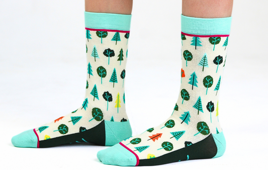Kids' Cotton Crew Socks, Little Trees