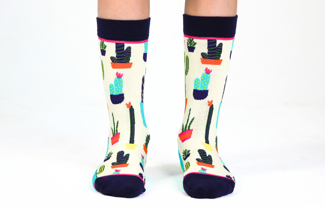 Kids' Cotton Crew Socks, Prickly Pear