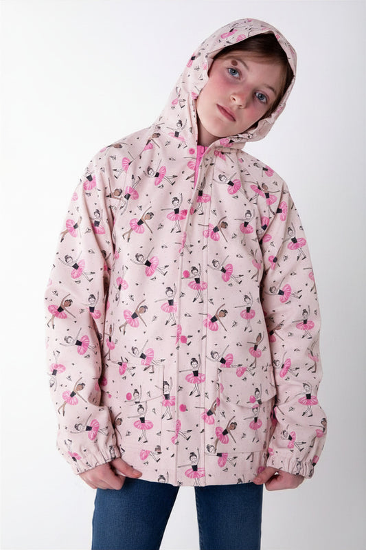 Lined Rubber Rain Jacket, Beautiful Ballerina (runs large, recommend sizing down)