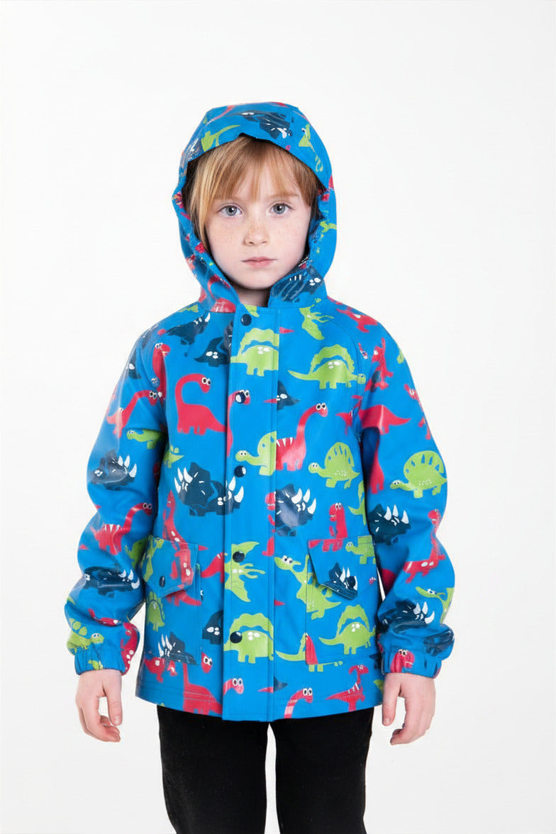 Dinosaurs Children's Rain Jacket w/ Soft Lining & Easy on Snaps – Oaki