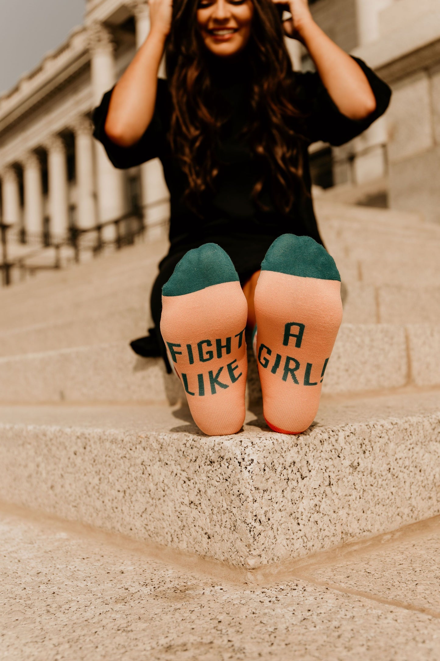 Fight Like a Girl Socks Woven Pear 