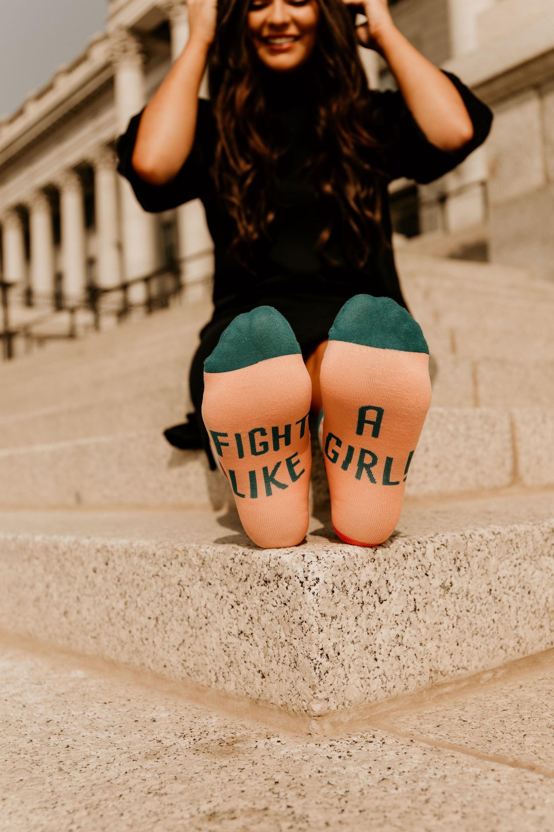 Fight Like a Girl Socks Woven Pear 
