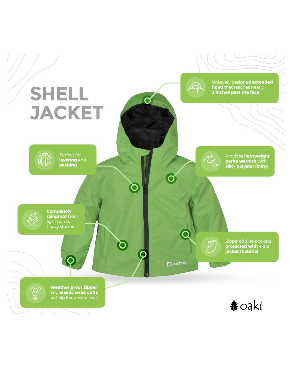 Children's Waterproof Shell Jacket, Valley Green