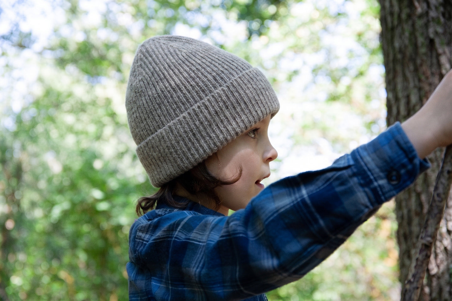 Knitted Merino Wool Beanie, Pebble Gray