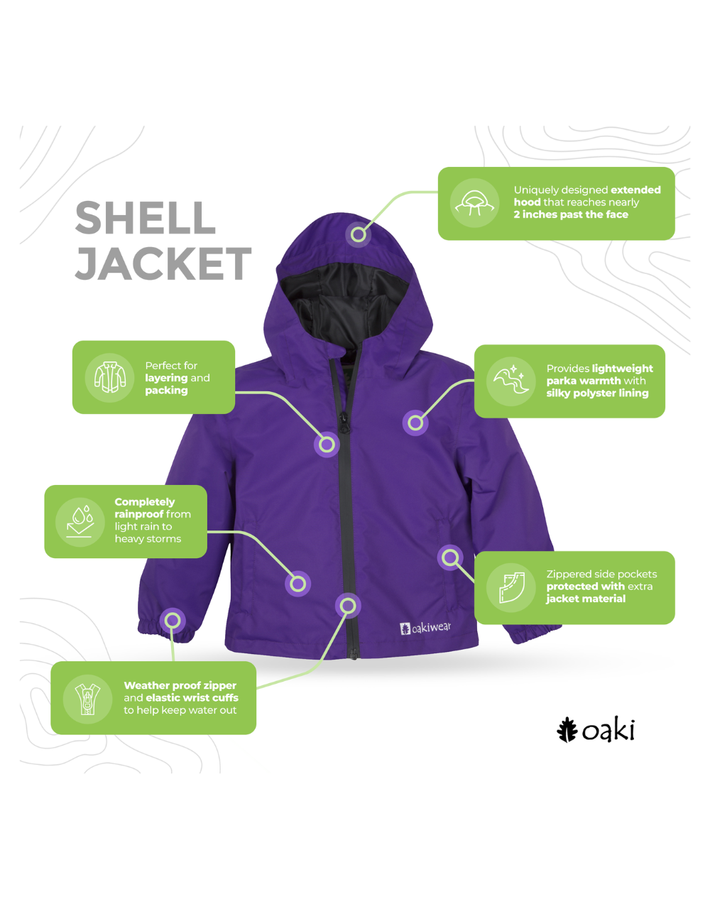 Children's Waterproof Shell Jacket, Galaxy Purple