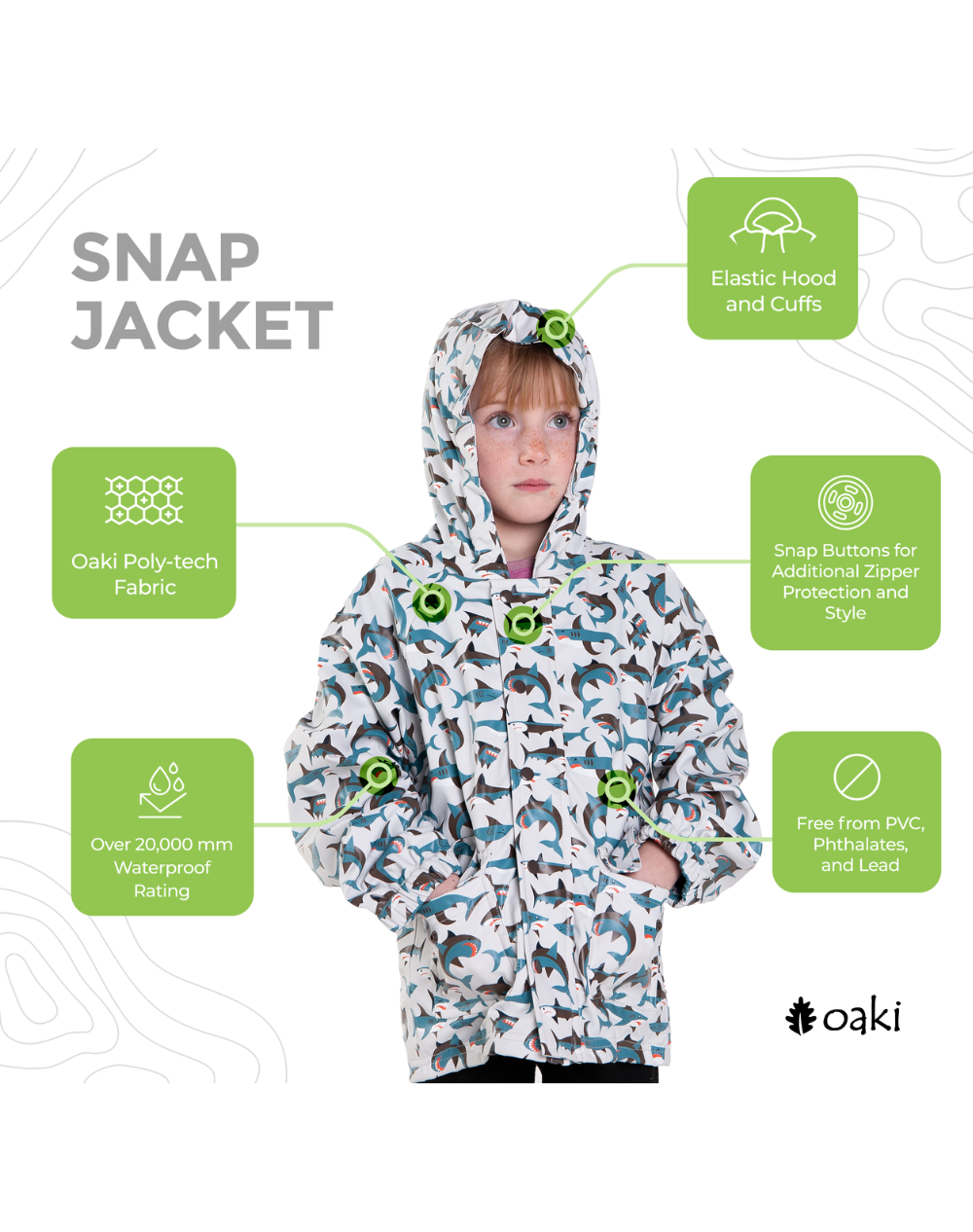Lined Rain Jacket, Shark Frenzy (runs large, recommend sizing down)