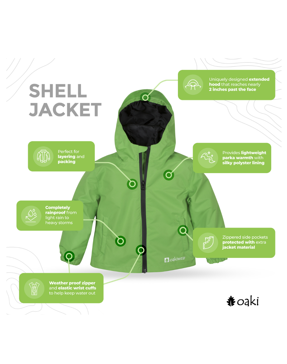 Adult Waterproof Shell Jacket, Valley Green