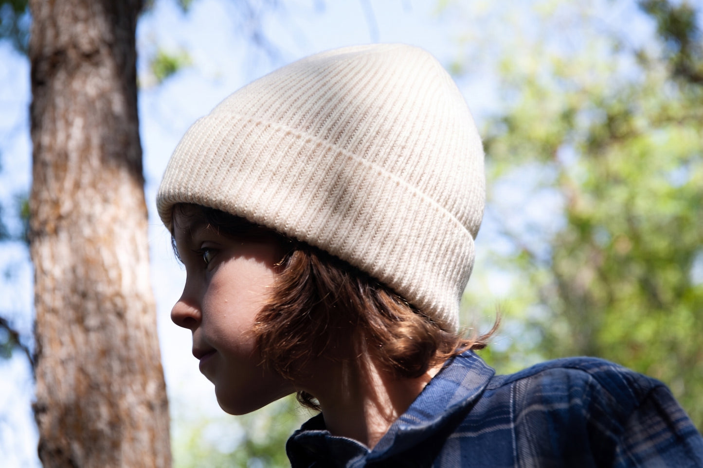 Knitted Merino Wool Beanie, Seashell White