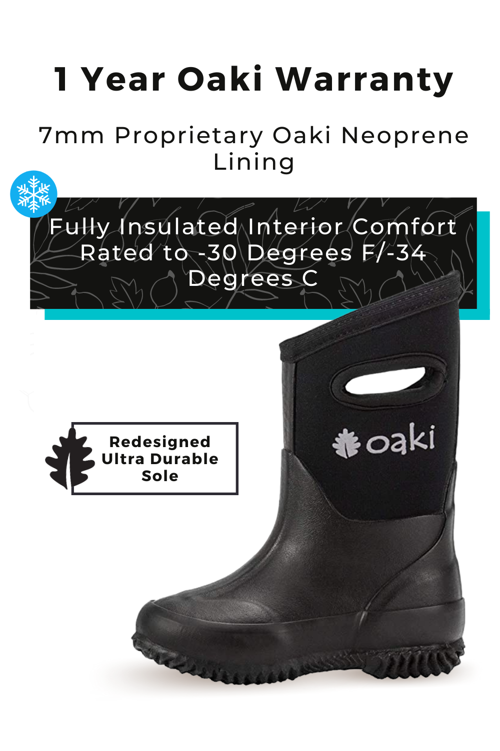 Children's Neoprene Rain/Snow Boots, Black – Oaki