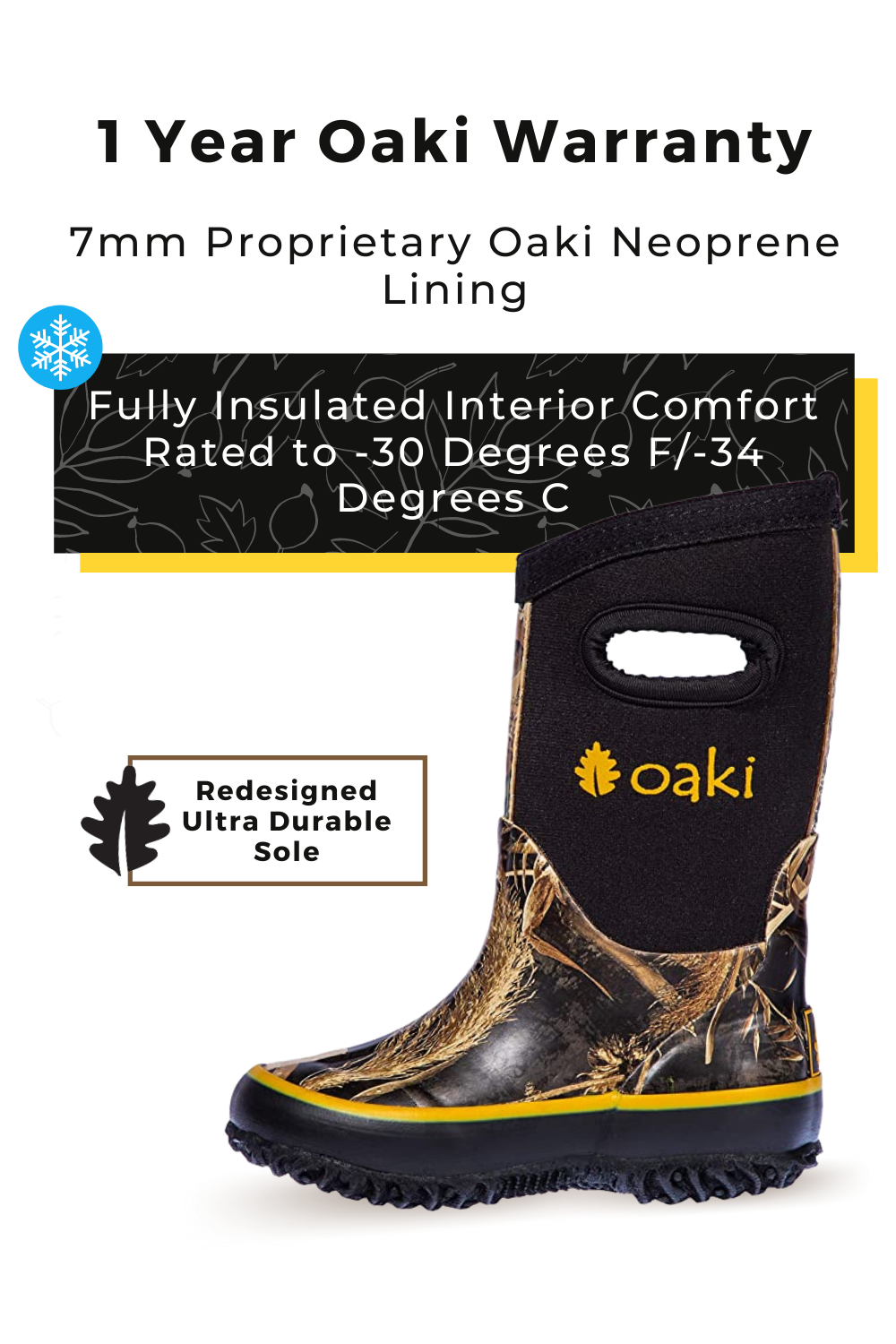 Children's Neoprene Rain/Snow Boots, Realtree Max Camo – Oaki