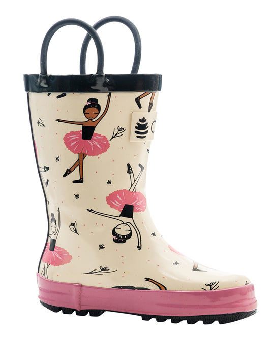 Beautiful Ballerina Loop Handle Rubber Rain Boots