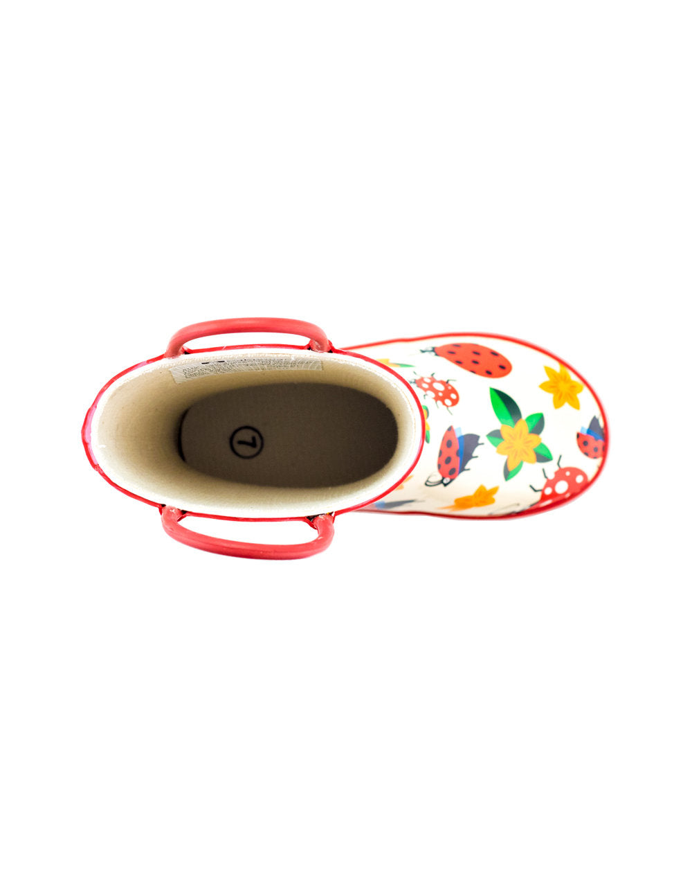 Ladybugs & Flowers Loop Handle Rubber Rain Boots