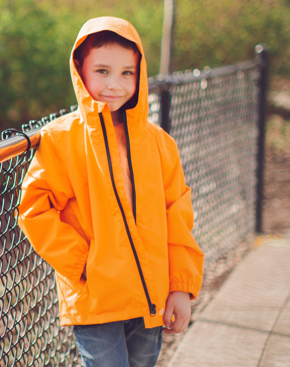 Kid's Waterproof Shell Jacket Orange – Oaki