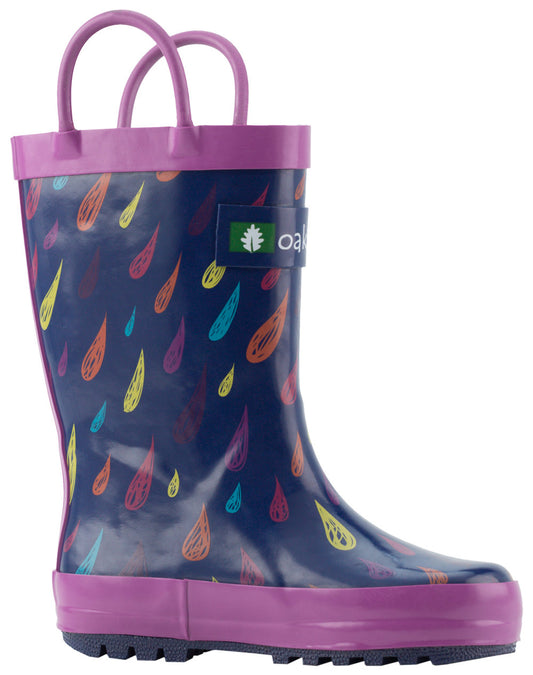 Colorful Raindrops Loop Handle Rubber Rain Boots
